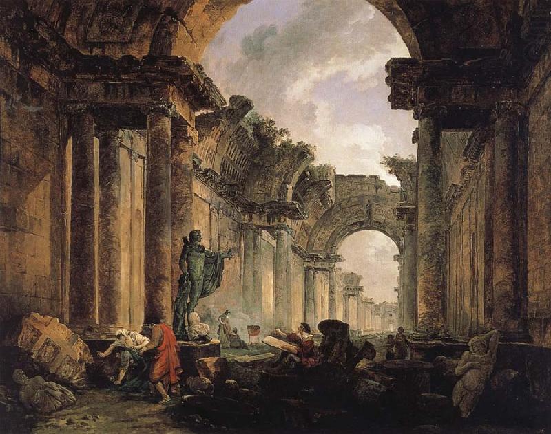 ROBERT, Hubert Imaginary View of the Grande Galerie in the Louvre in Ruins china oil painting image